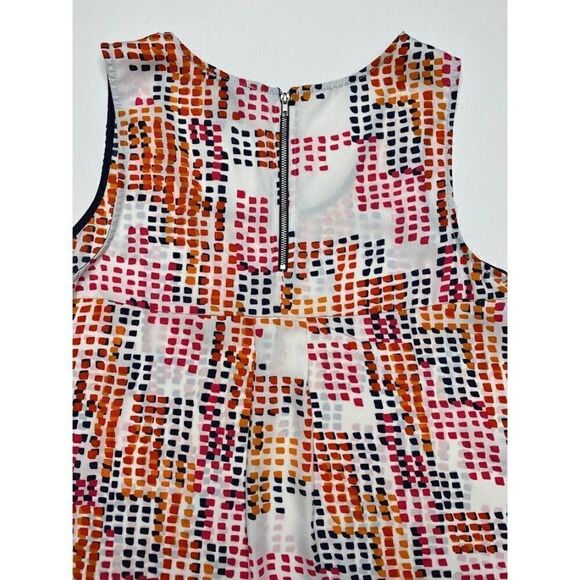W5 White Blue Orange Pink Geometric Crew Neck Sleeveless Top sz Medium - Picture 9 of 9